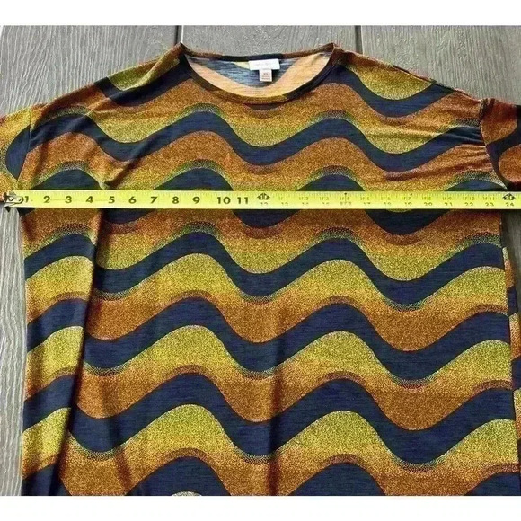 LuLaRoe Irma Tunic Top Sz XS Multicolored Striped Silky Feel - Picture 6 of 8